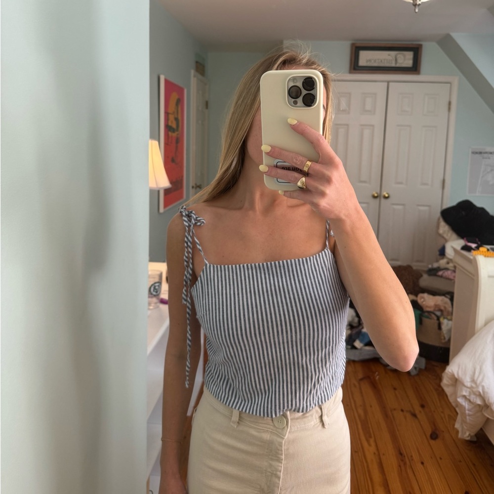 Brandy Melville blue and white strip top